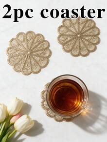 12pcs Gold Hollow PVC Drink Coasters, Washable Table Decor, Non-Slip Table Mat, Breathable And Heat Dissipating, Lightweight And Easy To Store, Suitable For Restaurant, Cafe, Homestay, Afternoon Tea, Holiday, Party, Gathering, Birthday, Wedding, Dinner - Multicolor - View 15