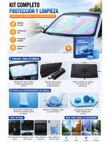 Car Windshield Sun Shade, Summer Heat Insulating Sunshade, Foldable Front Window Sunshade, UV Protection, Interior Cooling, Suitable For Most Vehicles - A - View 3