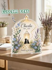 1pc Custom Pet Memorial Desktop,Pet Sympathy Gift Acrylic Keepsake, Personalized Pet Memorial Plaque, Custom Dog Cat Loss Gift, Comfort Lantern Desk Decor,Pet Loss Sympathy Gift,Home Decor - Multicolor - View 2