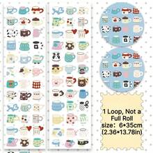 35cm/Roll Cute Coffee Cup Die-Cut Sticker Dispenser, DIY Decoration Cards, Scrapbook, Photo Cards, Phone Case Collage Material - Black - View 5