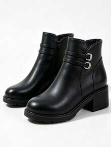 Fashionable Comfortable Casual Women's Ankle Boots Elegant Autumn/Winter - Black - View 4