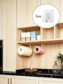 Metal Kitchen Paper Towel Holder, Multi-Functional Wall-Mounted Storage Rack, No Drilling Required, Suitable For Plastic Wrap, Kitchen Paper Towels, Tea Towels And Aluminum Foil Dispenser, Easy Installation, Ideal Gift For Kitchen Paper Towel Storage - Multicolor - View 6