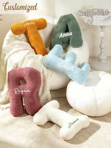 Personalized Initial Plush Decor, Customized Name Letter Sign, Suitable For Bookshelf And Nursery Decoration, Christmas Gift - Multicolor - View 1