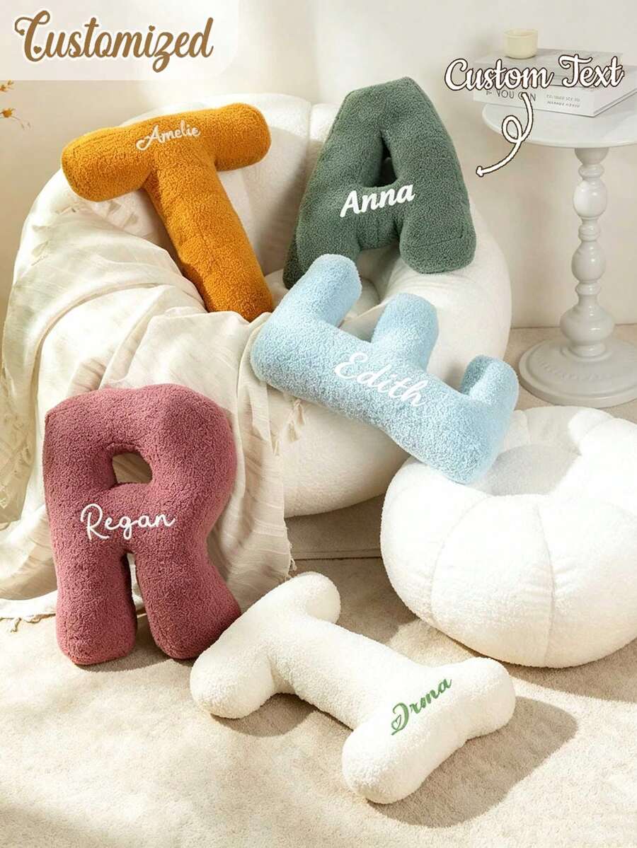 Personalized Initial Plush Decor, Customized Name Letter Sign, Suitable For Bookshelf And Nursery Decoration, Christmas Gift - Multicolor - View 1