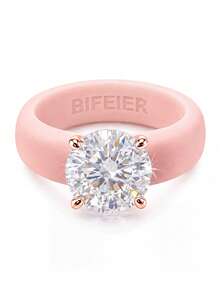 BIFEIER Round 5A Cubic Zirconia Women's Silicone Ring, Copper Plated 18K Rose Gold Band, Soft And Comfortable Ring, Stackable Wedding Engagement Alternative Ring, Sports Yoga Daily Wear Valentine's Day Anniversary Gift - Round - View 18