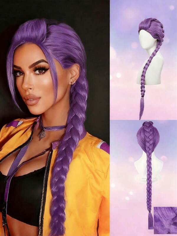 Mattel Medium-Length Curly Cosplay Wig For Anime Female Characters, Light Purple Matte High-Temperature Fiber, Short Front Long Back Wolf Tail Design, Realistic Scalp Parting, Layered And Voluminous, Suitable For Anime/Game Neutral Characters, Daily Mullet Style, Lolita, JK Outfit, Stage Performance, Short Video Shooting
