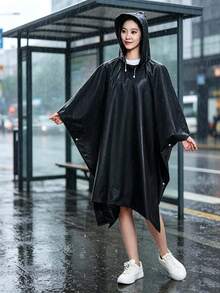 1pc Unisex Hooded Rain Poncho, Waterproof Lightweight Cloak Raincoat, Suitable For Hiking, Camping And Daily Use - Multicolor - View 3