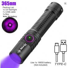 365nm UV Flashlight Black Light, Alonefire 5W High Power USB Rechargeable Ultraviolet Torch, Pet Urine & Ringworm Detector For Cat Dog Stain, Money Authentication, Scorpion Finding, Invisible Ink Check - Multicolor - View 14