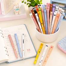 38pcs Animal Shaped Erasable Neutral Pen Set, [8 Random Pens + 30 Refills]0.5mm Fine Tip, Blue Ink, Built-In Eraser, Perfect For Note-Taking And Writing, Ideal Office And School Supplies, Birthday, Christmas, Valentine's Day, New Year, Friend's Gift And Easter Gift. - Multicolor - View 4