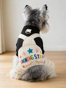1pc Pet Clothes Dog Cat Apparel Gray Striped Pocket Overalls Spring Summer New Four-Legged Outfit Night Sky Star Overalls - Multicolor - View 1