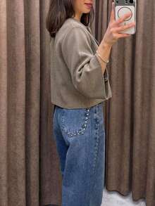 Women's Elegant Mid-Sleeve Knit Cardigan, Autumn Style - Camel - View 5