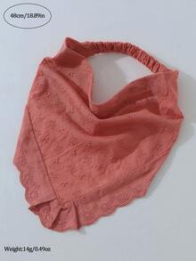 1件原創花卉刺繡捲邊頭巾髮帶，適合女性日常與度假使用 - 西瓜紅 - 查看 4