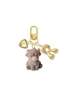 Bag Charm Flocked Calf Keychain, Bag Pendant, Backpack Charm, Decorative Accessory With Heart & Letter Metal Accent, Suitable For Girls, Students, Commuters, Birthday & Holiday Gift, Decorates Keys, Handbags, Backpacks, Daily Outfit Accent, Cute 3D Flocked Personalized Portable Accessory Gift - Multicolor - View 13
