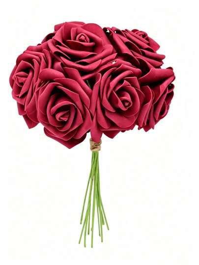 5/10/15/20/25/30 PCS 9.05 Inch Artificial Wine Red Foam Roses, Suitable For Home Decor, Christmas Decor, DIY Wreaths, Wedding Arrangements, Vase Decor, Gift Accessory Decoration, Festival Gifts, Theme Party Decor, Table Centerpiece Decoration
