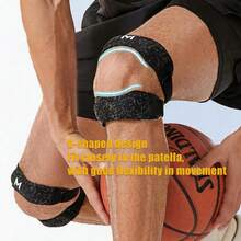 AA MASEDA 1pc Double Layer Knee Support Strap, Suitable For Running And Fitness, Adjustable, Breathable, Non-Slip Patella Band, Designed For Joint Stability And High-Intensity Training, Lightweight And Durable - Black - View 4