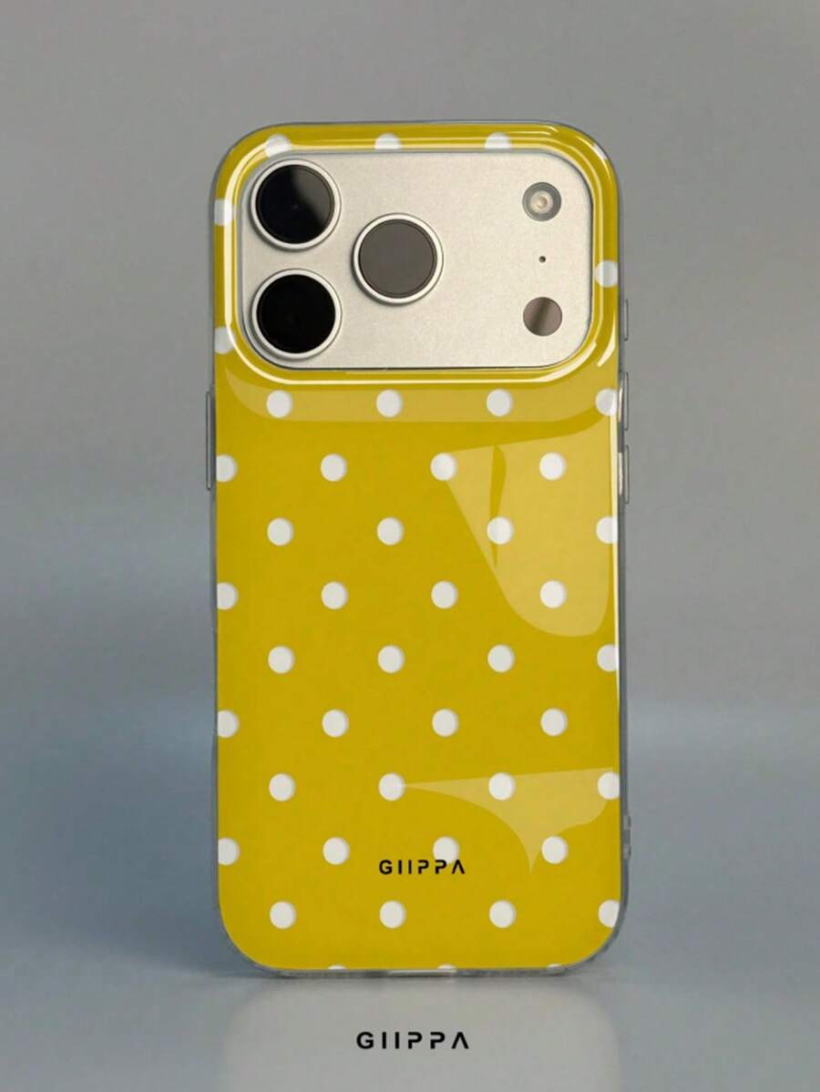 Ins韓系簡約黃色波點手機殼,適用於Apple 17 Pro Max、13/12/16 Pro、新款15 Pro Max,女款純色創意雙層全包覆硬殼保護套 - 彩色 - 查看 1
