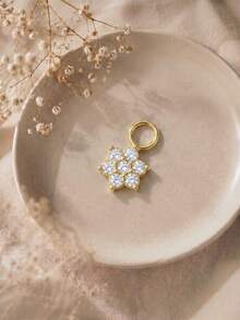 1PC 925 Sterling Silver Dainty Gold Plated Flower Dangle Charm Pendant Convertible Ear Earring Accessory Connector For Daily Wear Girls And Men Party - Gold - View 2