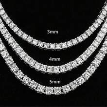 MDFUN 18K白金鍍 5mm CZ網球項鍊，閃耀立方鋯石滿鑽鏈條項鍊，適合女性 - 白色 - 查看 8