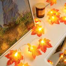 1PC 10/20/30 Lights 2/3/4.5m Maple Leaf String Lights Suitable For Christmas, Halloween, Party, Holiday, Gift, Home Decor, Bedroom Decor, Room Decor, Party Decor, Wall Decor, Birthday Decor, Garden Decor, Holiday Decor - Red Maple Leaf - View 4