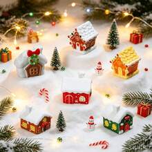 6 buah/Set, Dekorasi Model Rumah Natal Lanskap Mikro, Aksesori Resin Rumah Salju Mini, Cocok untuk Tanaman Pot di Meja, Botol, Dekorasi Rumah, Dekorasi Pesta, Sebagai Hadiah - MultiWarna - View 6