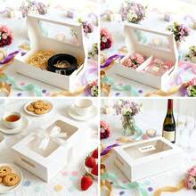5 Sets With Shredded Raffia Filler, White 24*16*7.5cm Airplane Gift Boxes, Multipurpose Packaging For Pastries, Birthday, Party, Christmas, Bridesmaid, Back-To-School, Valentine's Day - Multiple Styles - View 3