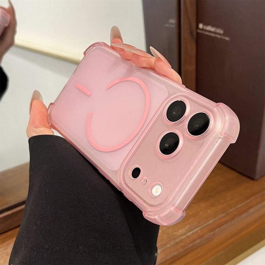 Shockproof Matte Translucent Phone Case, Compatible With 17 Pro Max/17 Air/17 Pro/17/16/15/13/12/Plus/Pro/Promax, Magnetic Support, Full Corner Coverage Anti-Drop Protection, Matte Skin-Friendly Touch, Office Business Gift - Pink - View 1