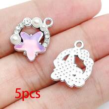 5/20pcs Silvery Plated Purple Rhinestone Charms Dolphin Shell Star Heart Butterfly Owl Pendant For DIY Necklace Earring Jewelry Making Findings - Mauve Purple - View 22