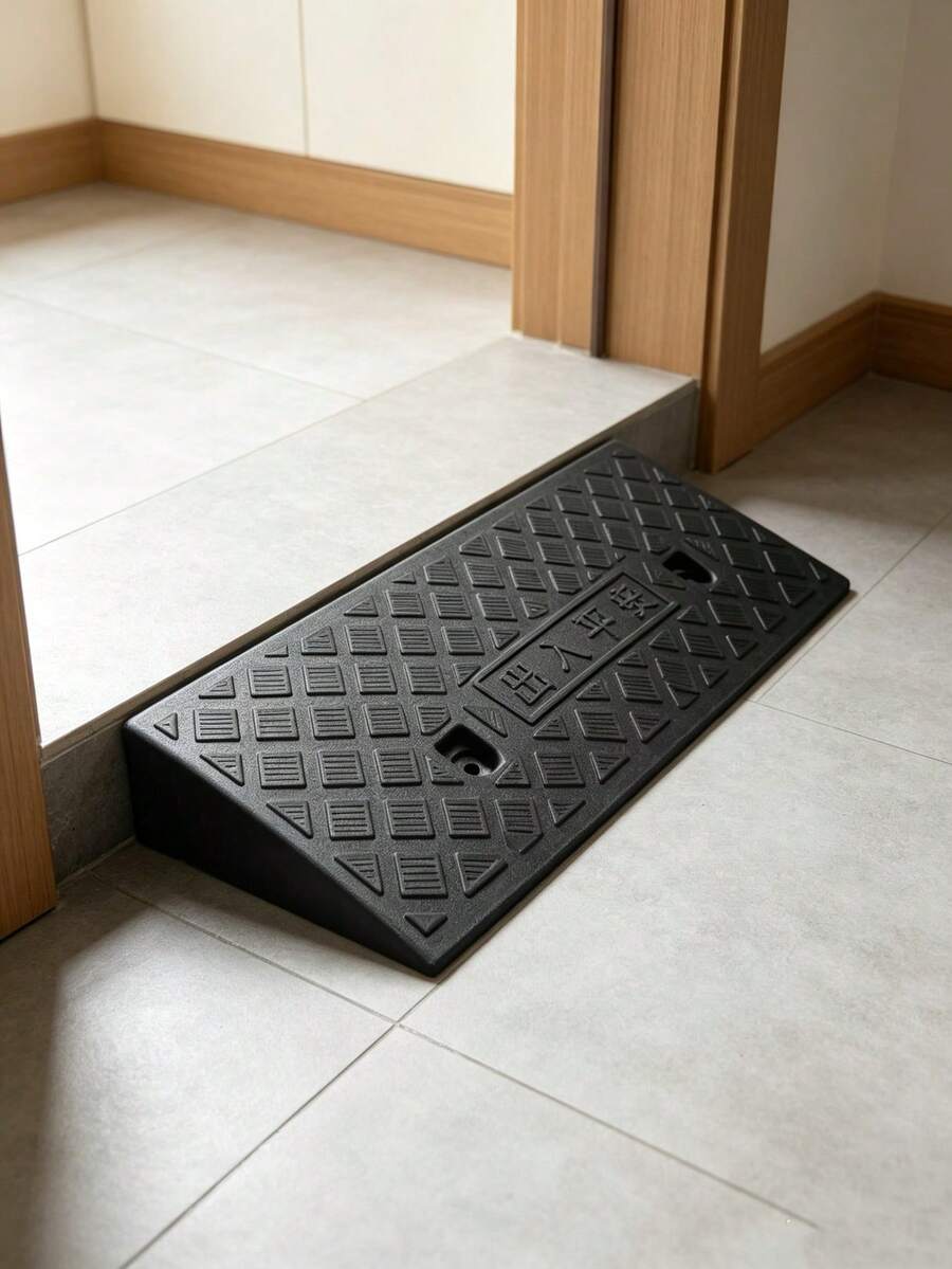 1pc Heavy Duty PE Portable Car Roadside Ramp, Portable Threshold Ramp With Anti-Slip Traction Surface And Drainage Groove, Suitable For Lawn Mowers, Cars, Pets, Vehicles, Wheelchairs, Home And Outdoor Driveways - A - View 1