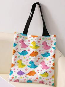1 buah Tas Tote Kanvas Motif Hewan Kartun, Tas Bahu Genggam Kapasitas Besar, Tas Belanja yang Dapat Digunakan Kembali untuk Pesta Festival Musik, Pengemasan Buku Sehari-hari - MultiWarna - View 8