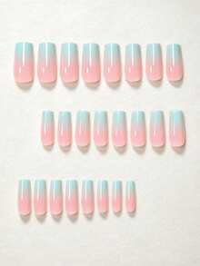 24pcs Classic Elegant Green Tie Dye Glossy Acrylic Nails, Fashionable & Versatile For Dates, Parties, Spring/Summer, Autumn/Winter Daily Wear, Removable Press-On Manicure Set With Jelly Gel And File Included, Random Jelly Gel Color - Green - View 4