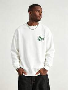 Men's Fashion Creative Design Printed Graphic Sports Casual Commute Versatile Long Sleeve Slim Fit Crew Neck Sweatshirt - White - View 2