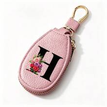 Black Letters A-Z Car Key Protection Cover PU Key Bag Mini Car Key Bag Key Ring Wallet Zipper Charter Keychain Male And Female Universal Key Ring Gift - Multicolor - View 22