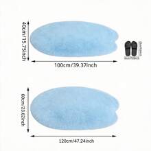 1pc Light Blue Surfboard Shaped Runner Rug, Soft Fluffy Long Pile Carpet, Suitable For Bathroom, Laundry Room, Bedroom And Hallway, Faux Rabbit Fur Mat, Asymmetrical Shape, Cutting Error 1-5cm, Suitable For Sofa, Living Room, Bay Window, Hallway, Entrance, Room Mat, Comfortable And Soft, Winter Home Decor - Baby Blue - View 6