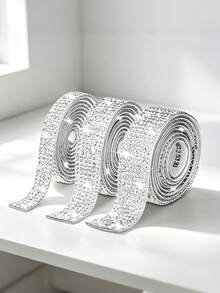3 cuộn dải trang trí đính đá DIY tự dính, dải dán đá trang trí kim cương lấp lánh, phù hợp cho đồ thủ công, trang trí đám cưới và tiệc, cũng như trang trí gương, ô tô và điện thoại - Nhiều màu - Xem 2