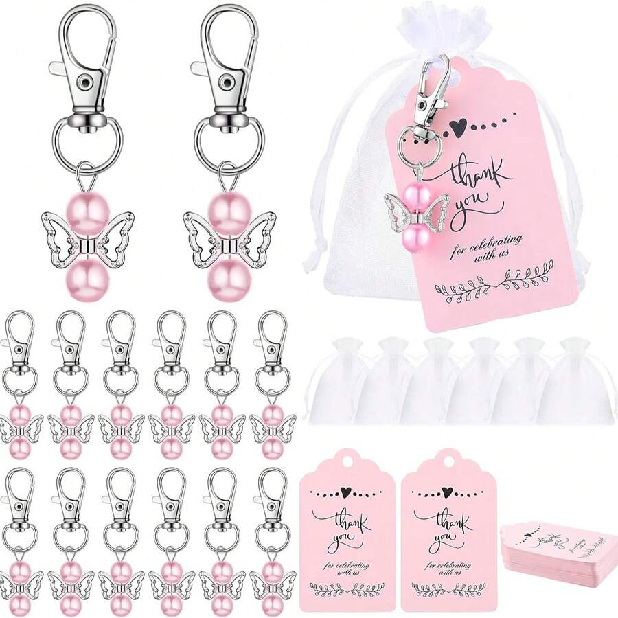 60pcs Baby Shower Favor Angel Keychain Bulk Thank You Tags Baby Girl Shower Favors Guest Return Baptism Gifts - Multicolor - View 1