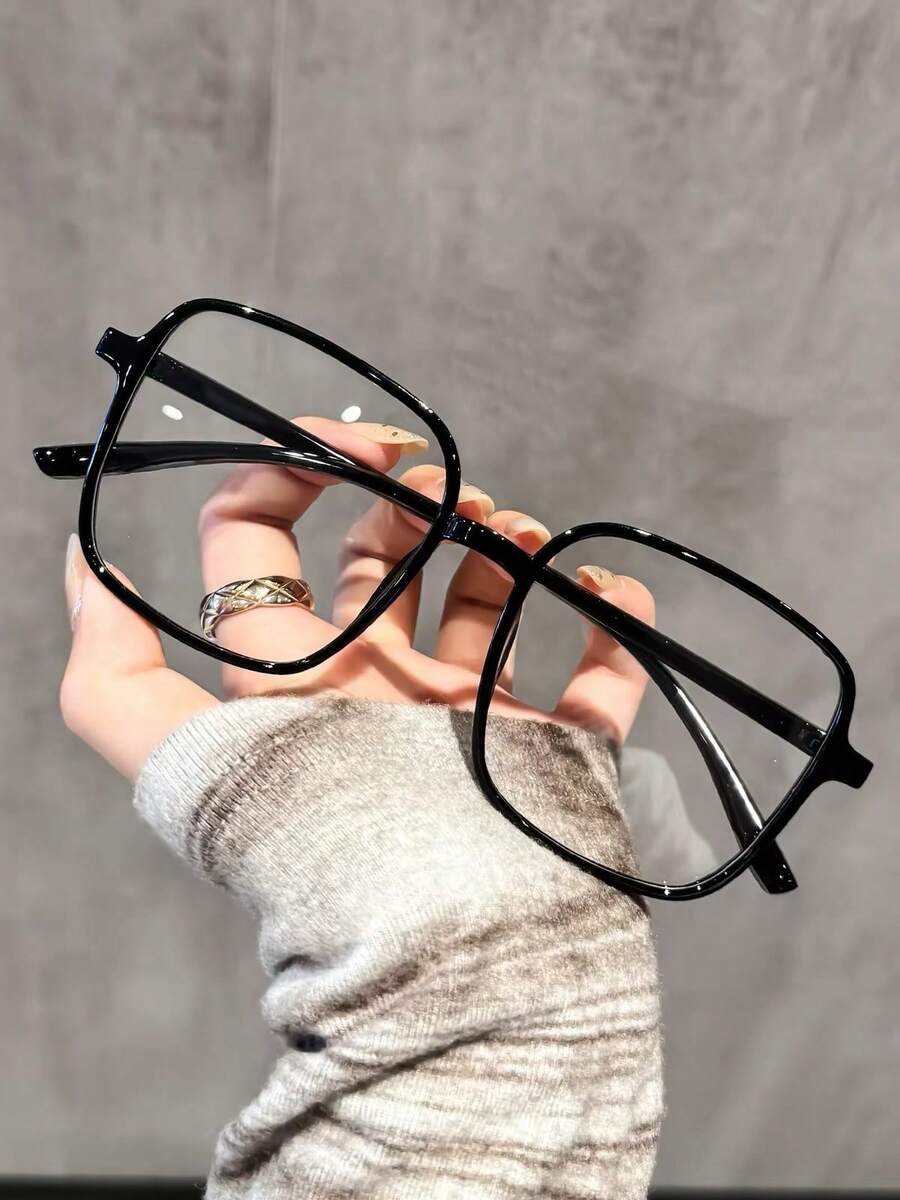 1 Pair Academy Style Fashion Casual Large Frame Slimming Black Square Frame Decorative Glasses - Black - View 1