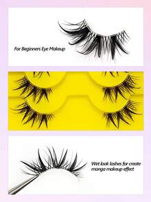 Asiteo 10 Pairs Half Eye Lashes,Wispy Fluffy And Crossed Natural Look False Eyelashes,3D Faux Mink Lashes Reusable,For Beginners Used Daily Makeup Extensions - Black - View 5