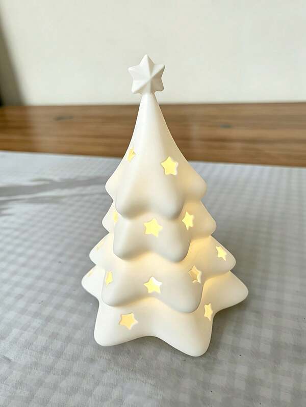 1pc Hollow Christmas Tree Shaped Lampshade, 3D Printed Atmosphere Star Night Light Soft Light Lampshade, Creative Desktop Atmosphere Decor, Home Decoration Craft, Suitable For Decorative Ornaments, Christmas Home Decor, Date Atmosphere Item, Christmas Gift, Halloween, Thanksgiving, Valentine's Day, Birthday Gift, Party Favor