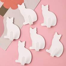 4pcs Pink Cat Wall Hooks - Easy To Install, Suitable For Room, Bedroom, Living Room, Office - Can Store Keys, Coats, Towels, Jewelry, Butterfly Bedroom Decor, Room Jewelry Storage Rack, Fashionable Storage Solution, Elegant Design - Multicolor - View 7