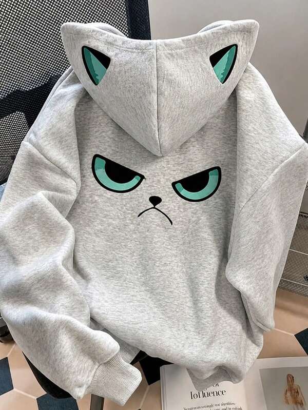 Sudadera con capucha de una pieza con forro térmico grueso y cálido para niñas preadolescentes, adecuada para estudiantes jóvenes y niños, tops de manga larga para otoño e invierno