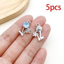 5/20pcs Silvery Plated Blue Rhinestone Charms Dolphin Shell Star Heart Butterfly Owl Pendant For DIY Bracelet Necklace Earring Jewelry Making Findings - Blue - View 17