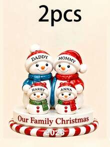 Custom Christmas Snowman Ornament, Personalized 1-9 Names Family Decor, Customized Xmas Keepsake Gift, Customizable Tree Hanging Ornament For Family Christmas Party Decorations - Style F - View 20