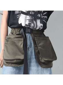 1pc Pure Black Waterproof Polyester Waist Apron, Street Cargo Style Style Tool Waist Bag, With Quick Release Buckle And Multiple Metal Snap Pockets, Adjustable Waistband Multi-Functional Work Storage Apron, Suitable For Barbers, Florists, Gardeners, Salon Daily Use - Multicolor - View 6