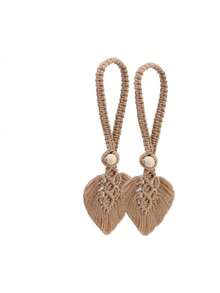 1pc Leaf Tassel Rope Tieback, Bohemian Style Home Decor, Handwoven Rope Decorative Tieback, Suitable For Thin And Thick Household Curtains - Multicolor - View 9