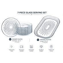 7-delars dessert- och serveringsset i glas – 6 * 19 cm tallrikar + 1 * 30 cm serveringsfat - Multifärgad - Visa 5