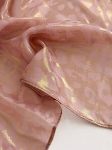 1pc Pearl Chiffon Leopard Print Scarf With Gold Foil, Large Shawl Headscarf - Multicolor - View 2