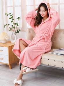 Pineapple Grid Couple Home Wear Quick-Dry Coral Fleece Bathrobe Absorbent Beauty Salon Sauna Postpartum Bath Towel - Multicolor - View 2