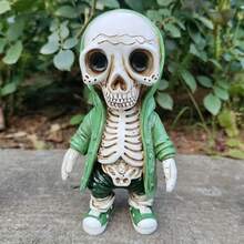 1pc Halloween Skeleton Sweatshirt Resin Figurine, Holiday Party, Office Desk Decor, Yard Decoration Holiday Gift - Multicolor - View 7