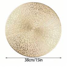 4/6/8/12pcs 15 Inch Gold Round Placemats, Fireworks Pattern, Washable, Suitable For Dining, Events, Parties, Weddings, Bridal Showers, Home Daily Use - Gold - View 3