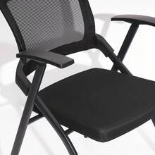 Folding Office Chair With Armrests, Mesh Conference Chair For Meeting Room - Black - No Tabletop - View 6
